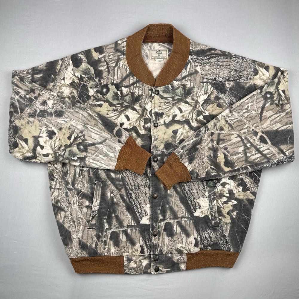 Vintage Mossy Oak Bottomland Camo Jacket XXL USA Made Hunting Bomber 80s